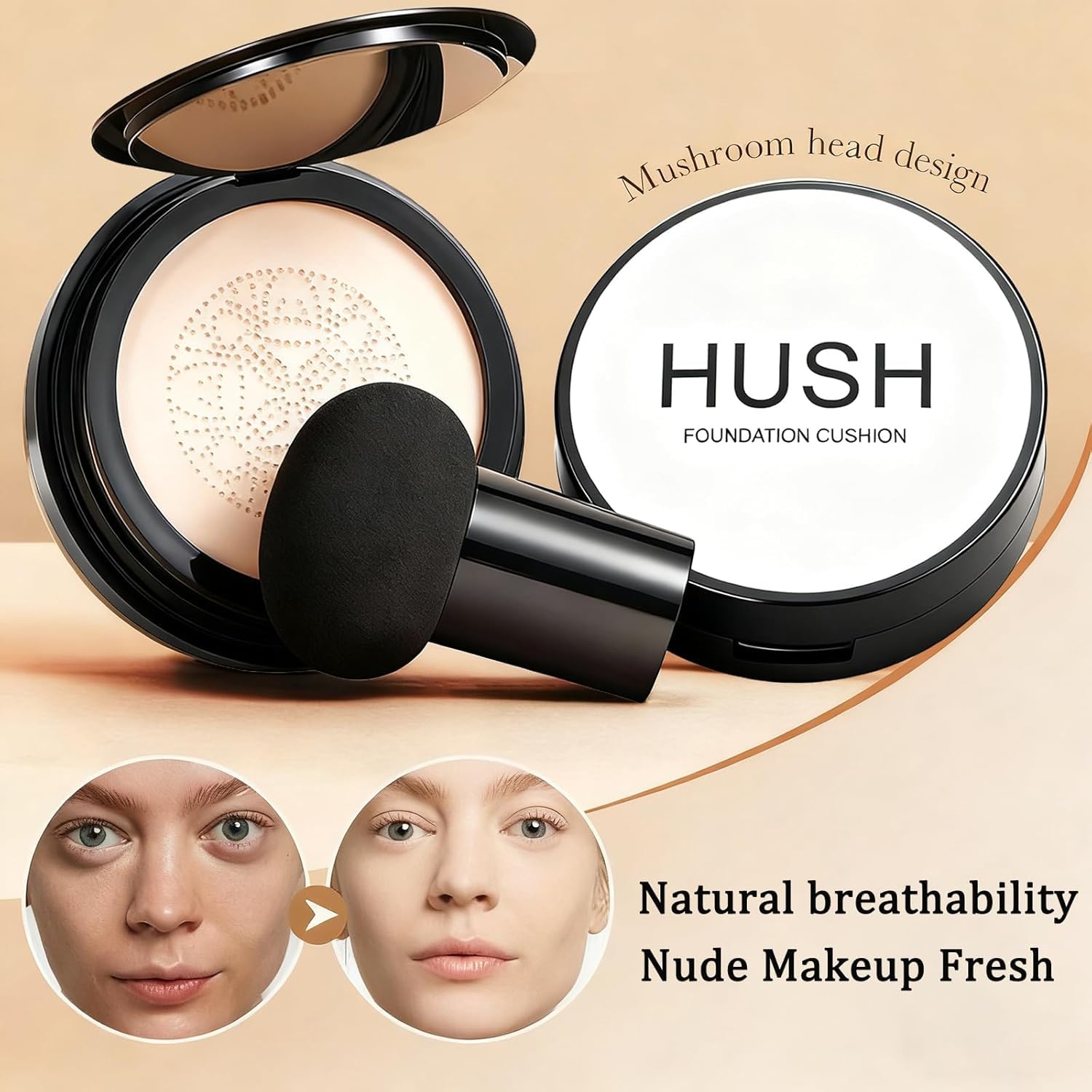 Foundation for Older Women | Warm - Perfect for Light/Medium Complexions | Mushroom Head Air Cushion CC Cream - BB Cream Foundation for Mature Skin | Makeup Concealer Long Lasting Full Coverage