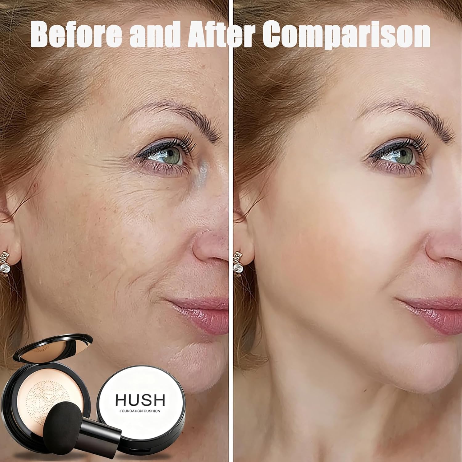 Foundation for Older Women | Warm - Perfect for Light/Medium Complexions | Mushroom Head Air Cushion CC Cream - BB Cream Foundation for Mature Skin | Makeup Concealer Long Lasting Full Coverage