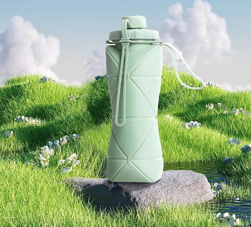 Collapsible Food-Grade Silicone Water Bottle: BPA-Free, Portable, Reusable, Leak-Proof, Heat/Cold Resistant for Sports & Travel