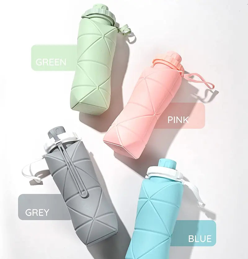Collapsible Food-Grade Silicone Water Bottle: BPA-Free, Portable, Reusable, Leak-Proof, Heat/Cold Resistant for Sports & Travel